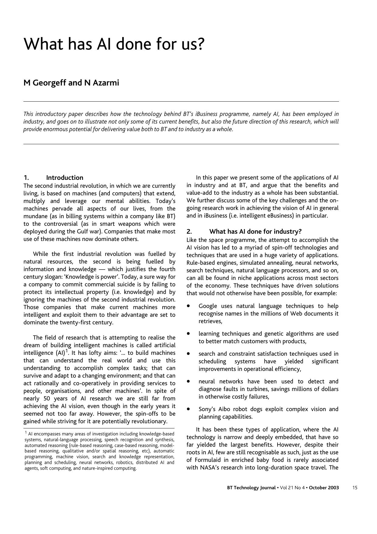 What Has AI Done for Us? by Unknown