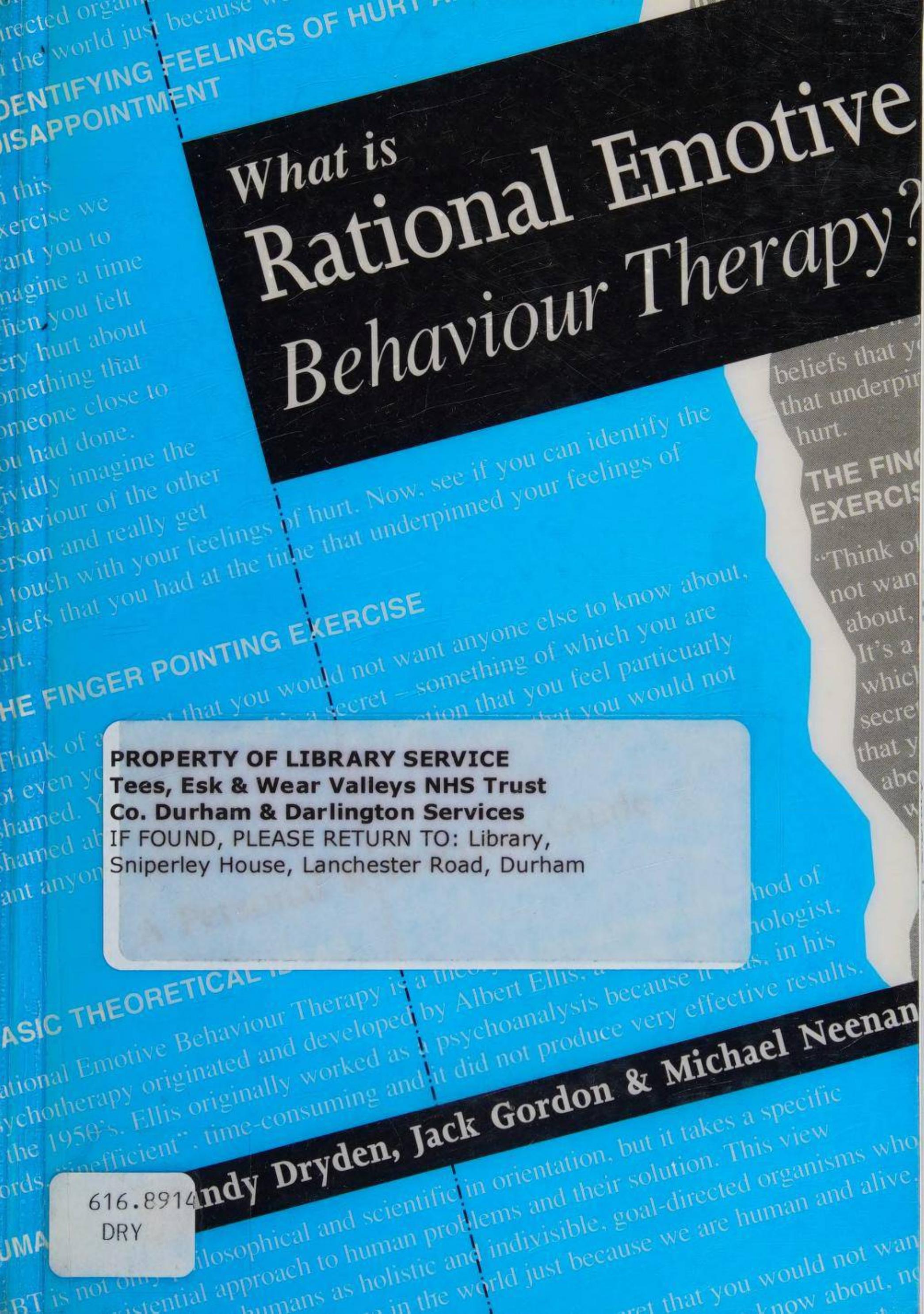 What Is Rational Emotive Behaviour Therapy?: A Personal and Practical Guide by Windy Dryden Jack Gordon Michael Neenan