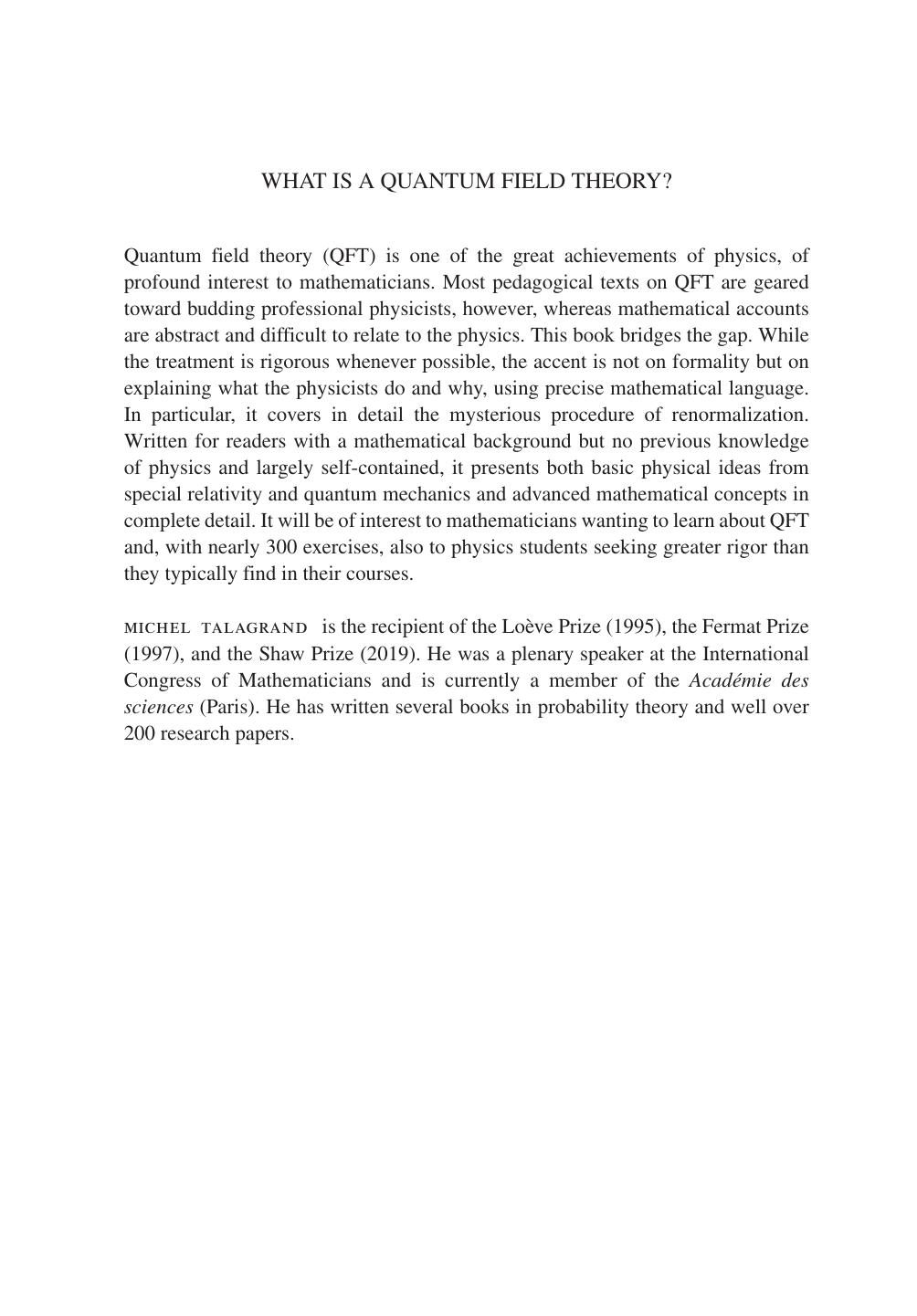 What Is a Quantum Field Theory?: A First Introduction for Mathematicians by Michel Talagrand