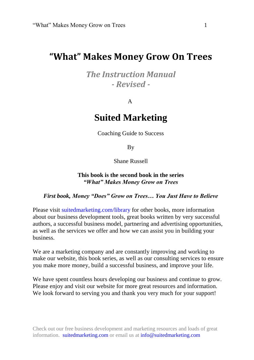 What Makes Money Grow on Trees by Unknown