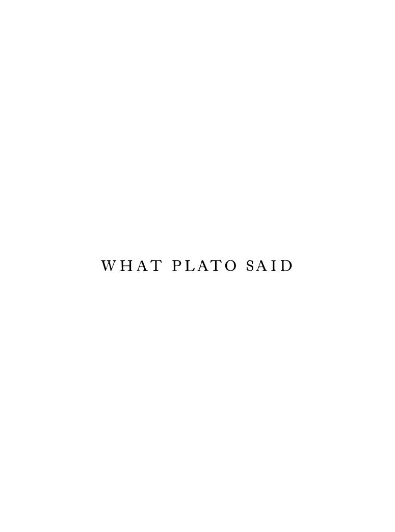 What Plato Said by Paul Shorey