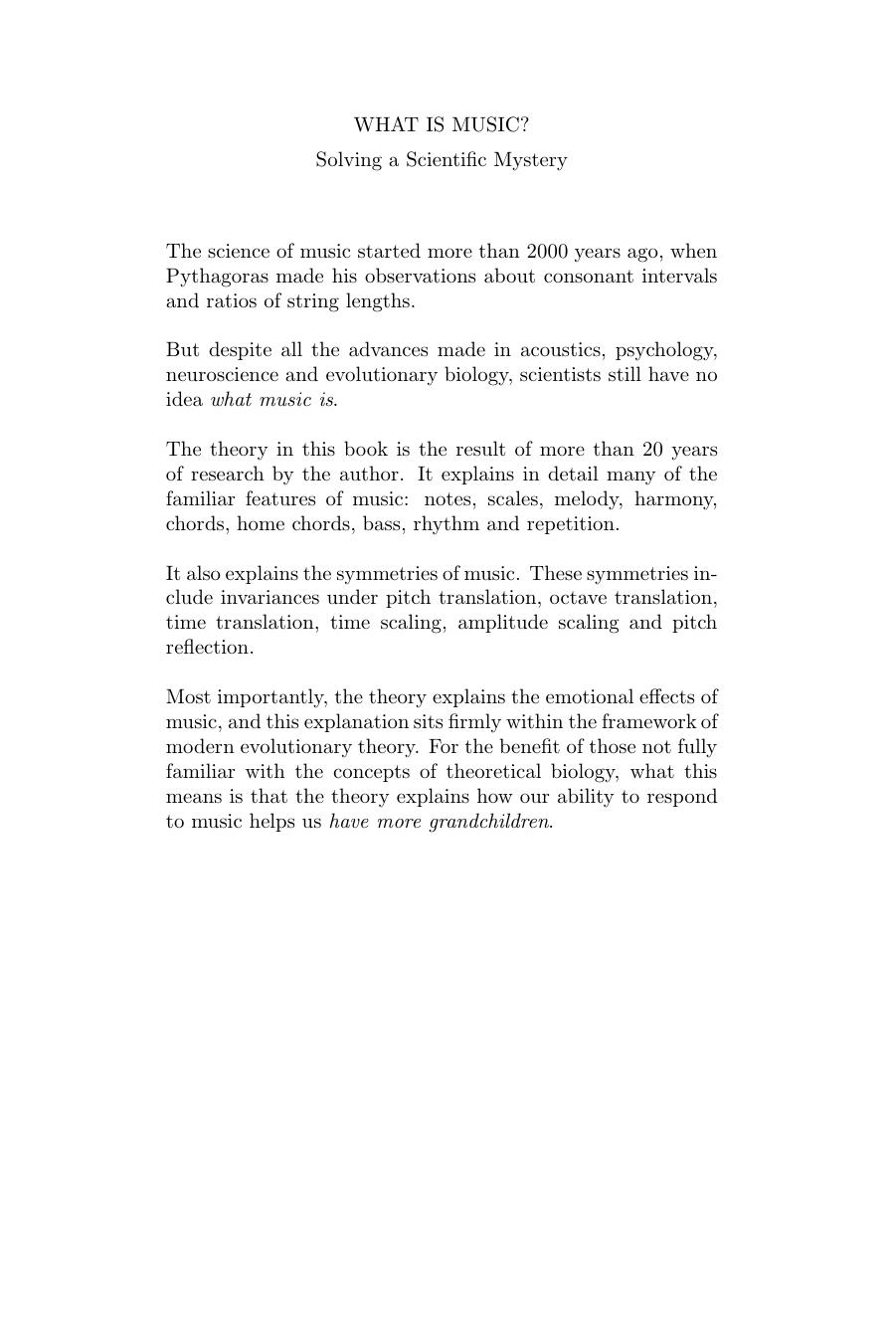 What is music?: solving a scientific mystery by Philip Dorrell