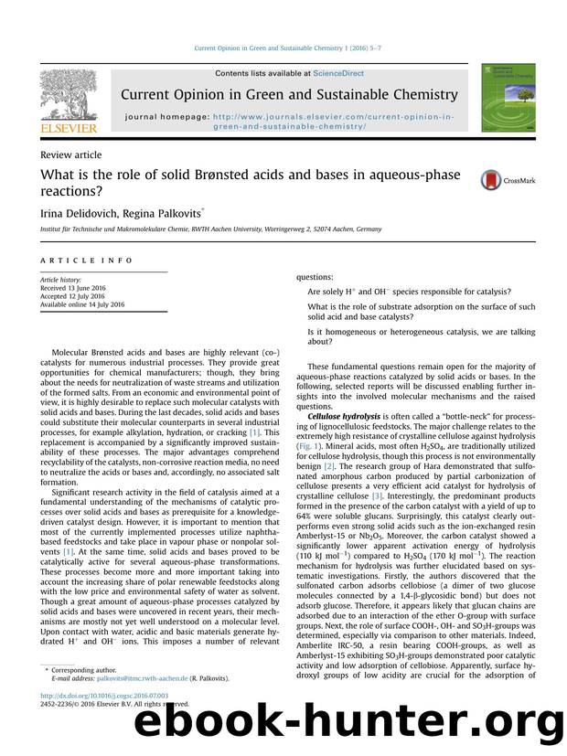 What is the role of solid Br&oslash;nsted acids and bases in aqueous-phase reactions? by Irina Delidovich & Regina Palkovits