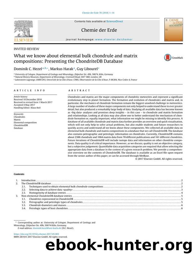 What we know about elemental bulk chondrule and matrix compositions: Presenting the ChondriteDB Database by Dominik C. Hezel & Markus Harak & Guy Libourel