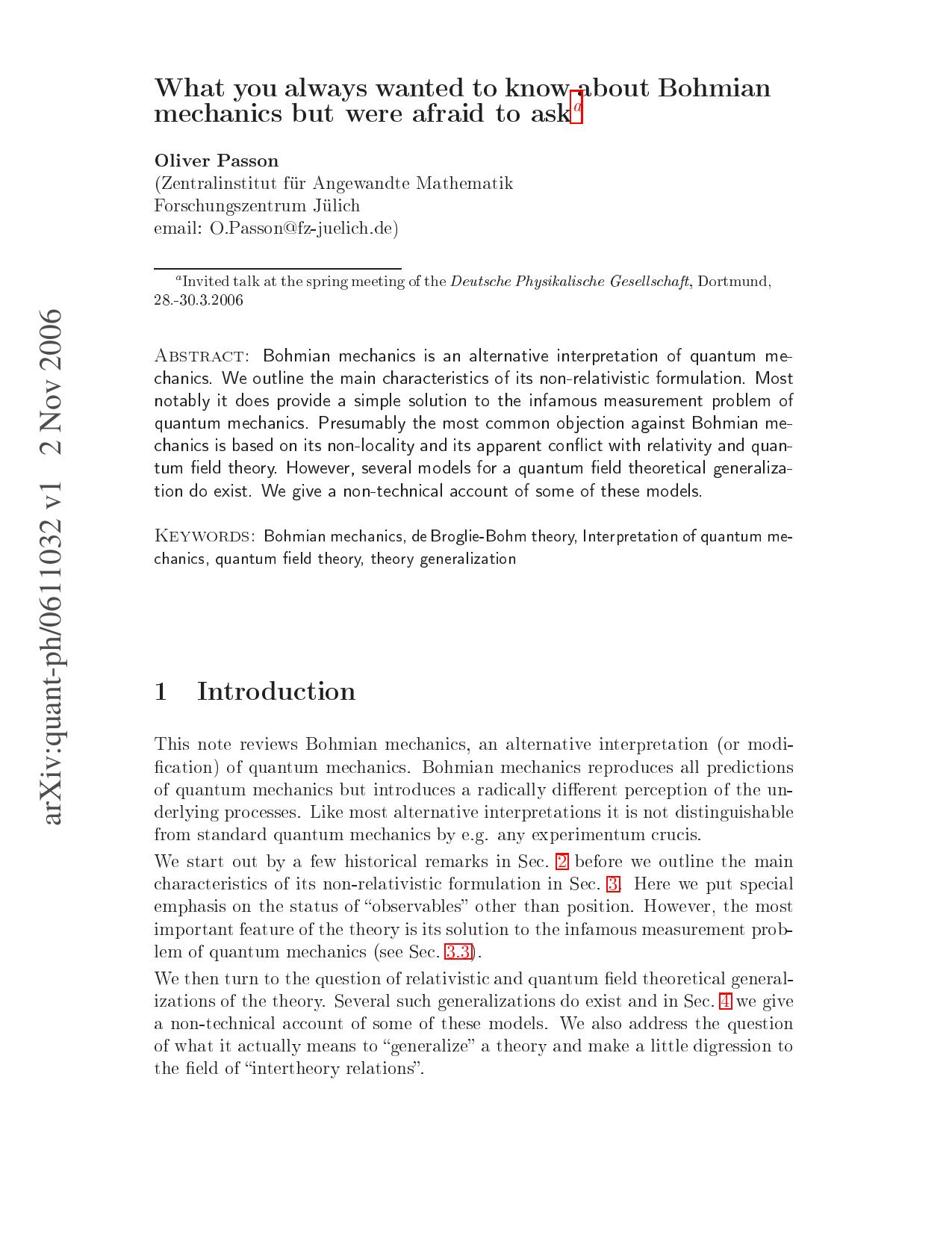 What you wanted to know about Bohmian mechanics by Unknown