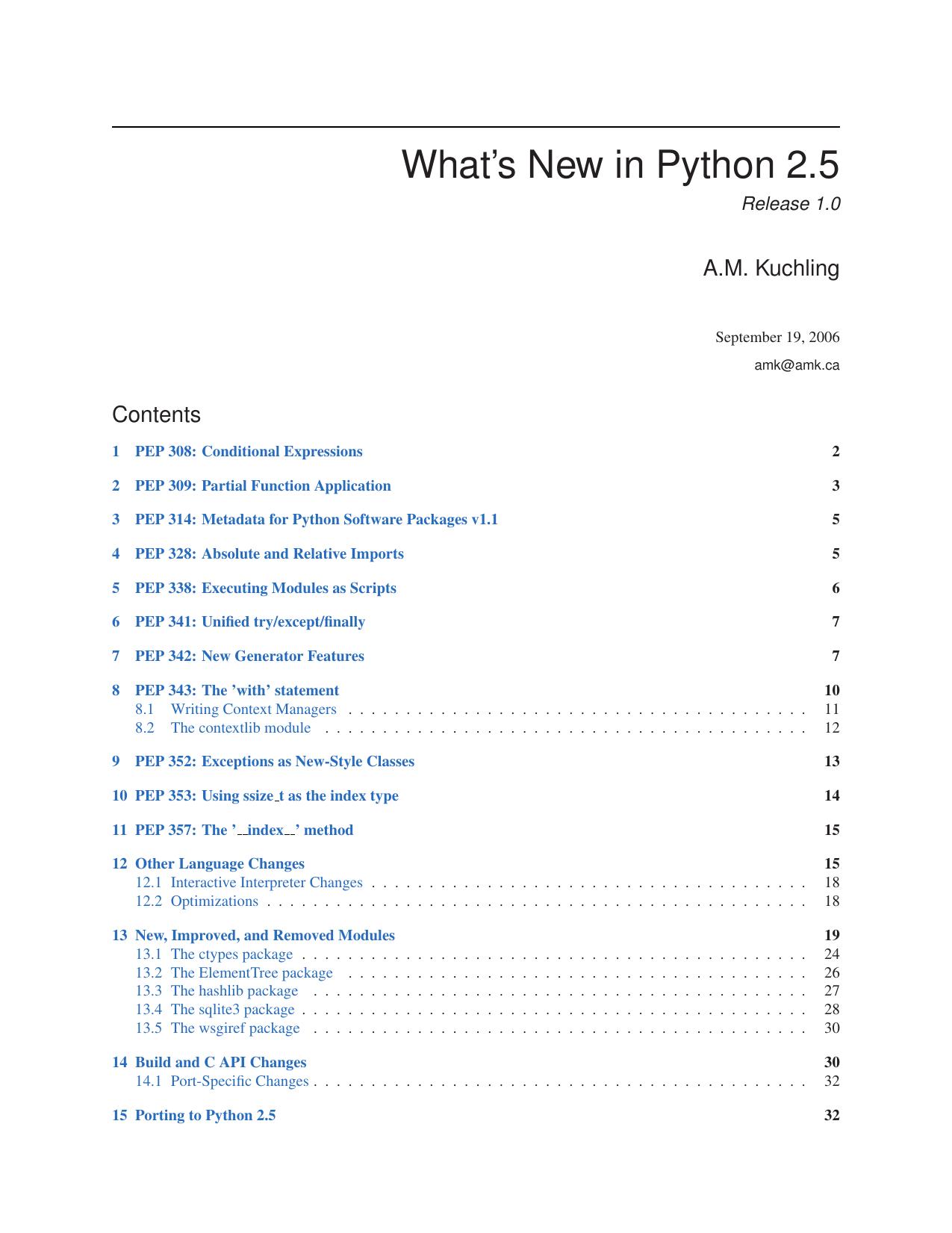 What's New in Python 2.5 by A.M. Kuchling