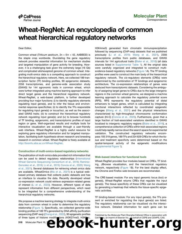 Wheat-RegNet: An encyclopedia of common wheat hierarchical regulatory networks by unknow