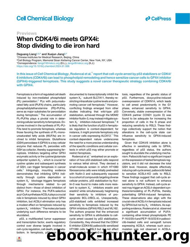 When CDK46i meets GPX4i: Stop dividing to die iron hard by Deguang Liang & Xuejun Jiang