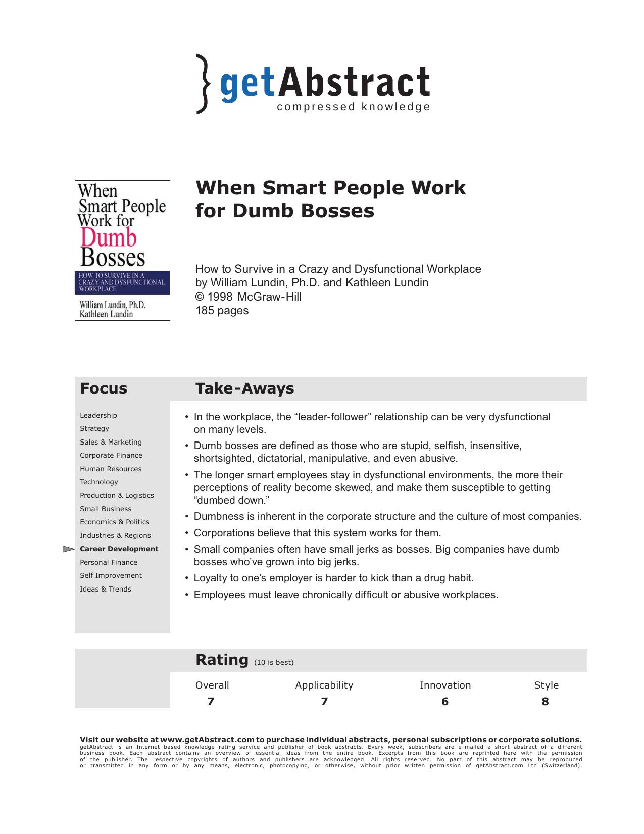 When Smart People Work for Dumb Bosses by getAbstract