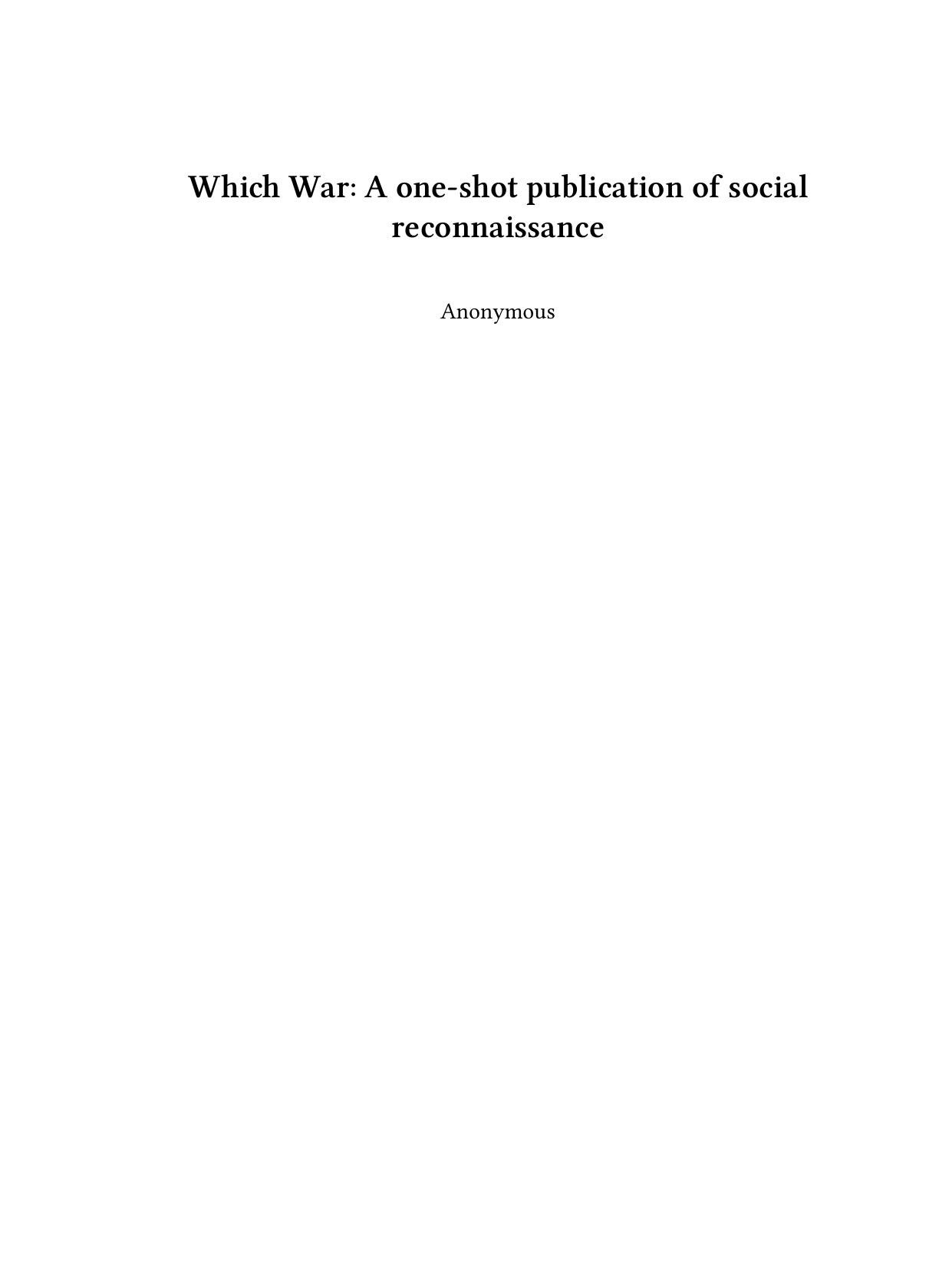 Which War: A one-shot publication of social reconnaissance by Anonymous