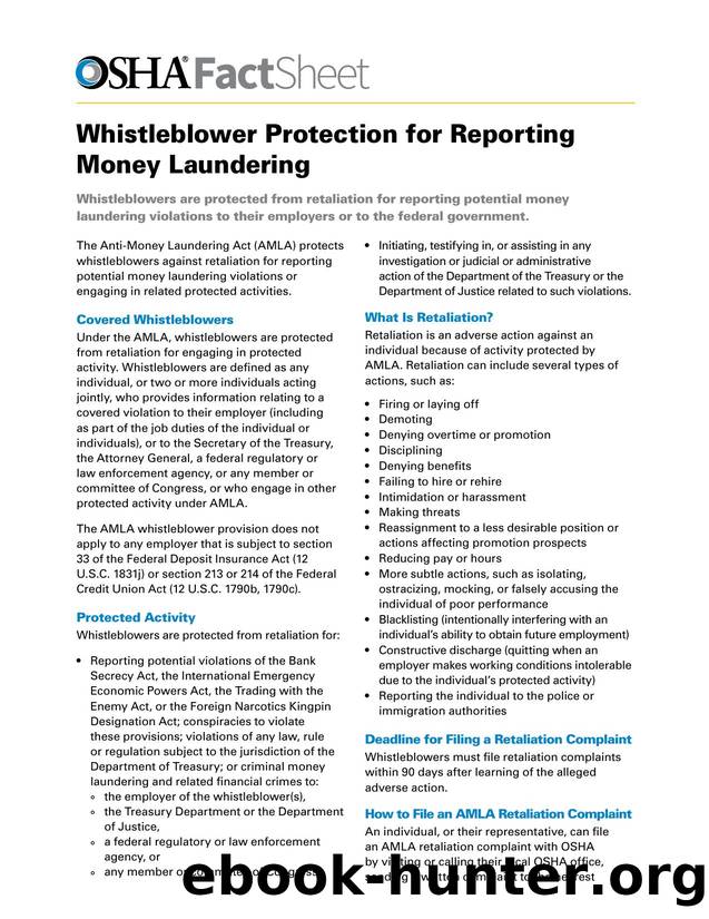 Whistleblower Protection for Reporting Money Laundering by OSHA