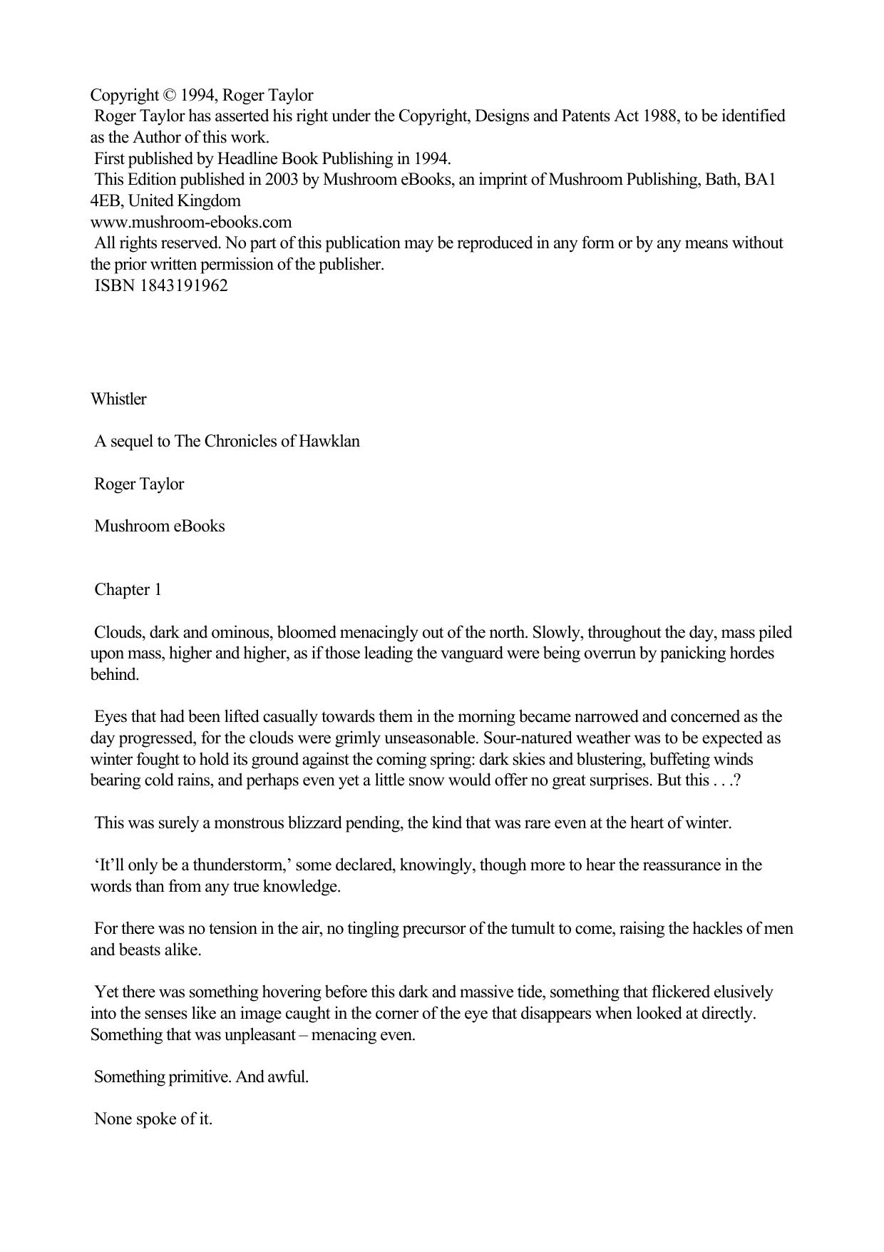 Whistler by Roger Taylor