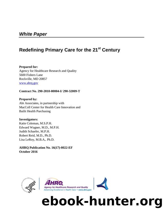 White Paper - Redefining Primary Care for the 21st Century by Agency for Healthcare Research and Quality