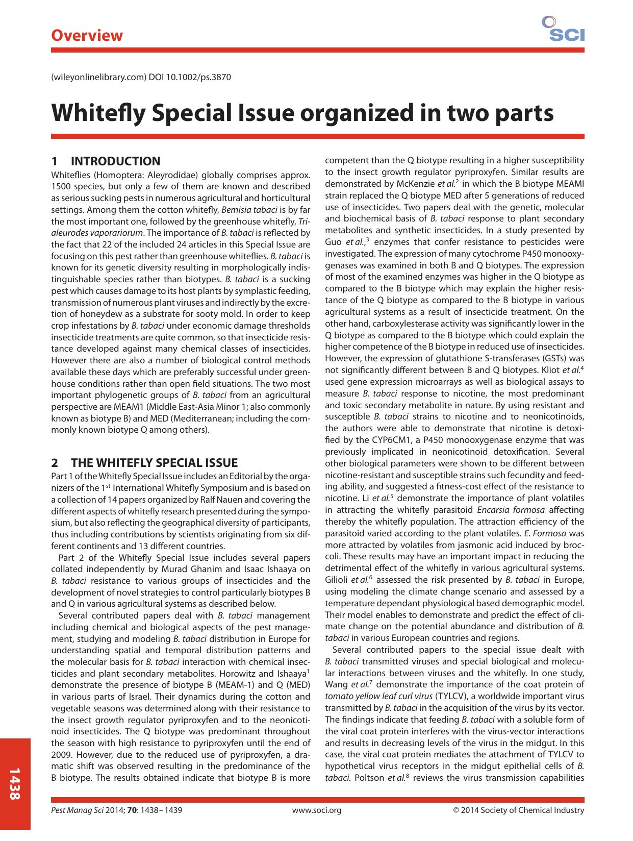 Whitefly Special Issue organized in two parts by Unknown