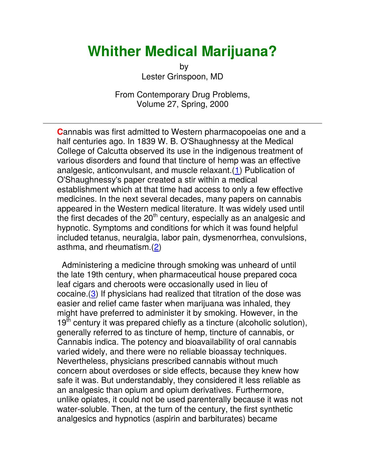 Whither Medical Marijuana by Doug