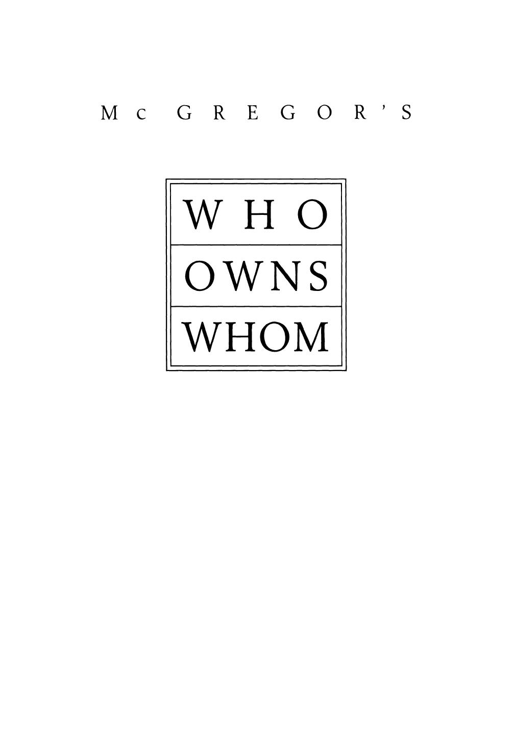 Who Owns Whom by Robin McGregor (auth.)