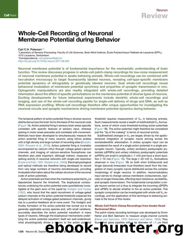 Whole-Cell Recording of Neuronal Membrane Potential during Behavior by Carl C.H. Petersen