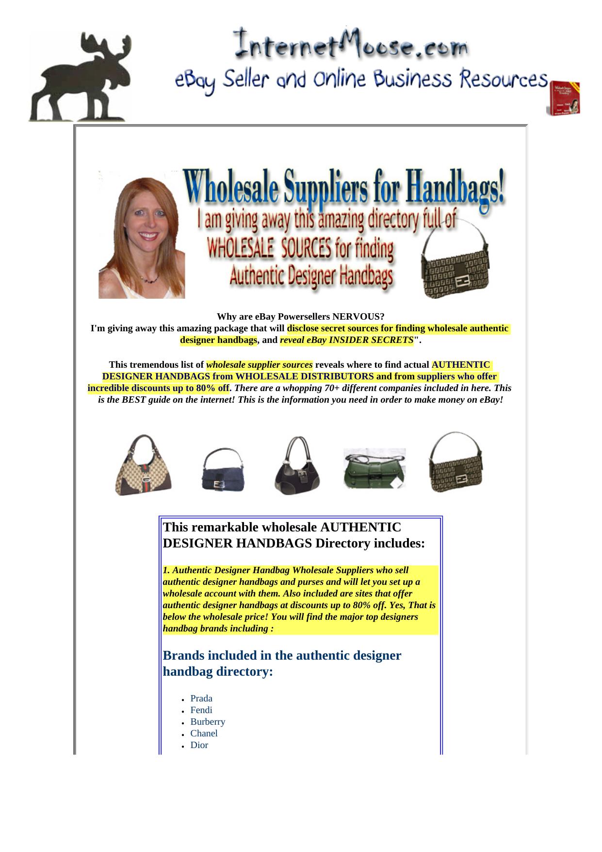 Wholesale Directory For Designer Handbags. by Best of Kuszter's Collection