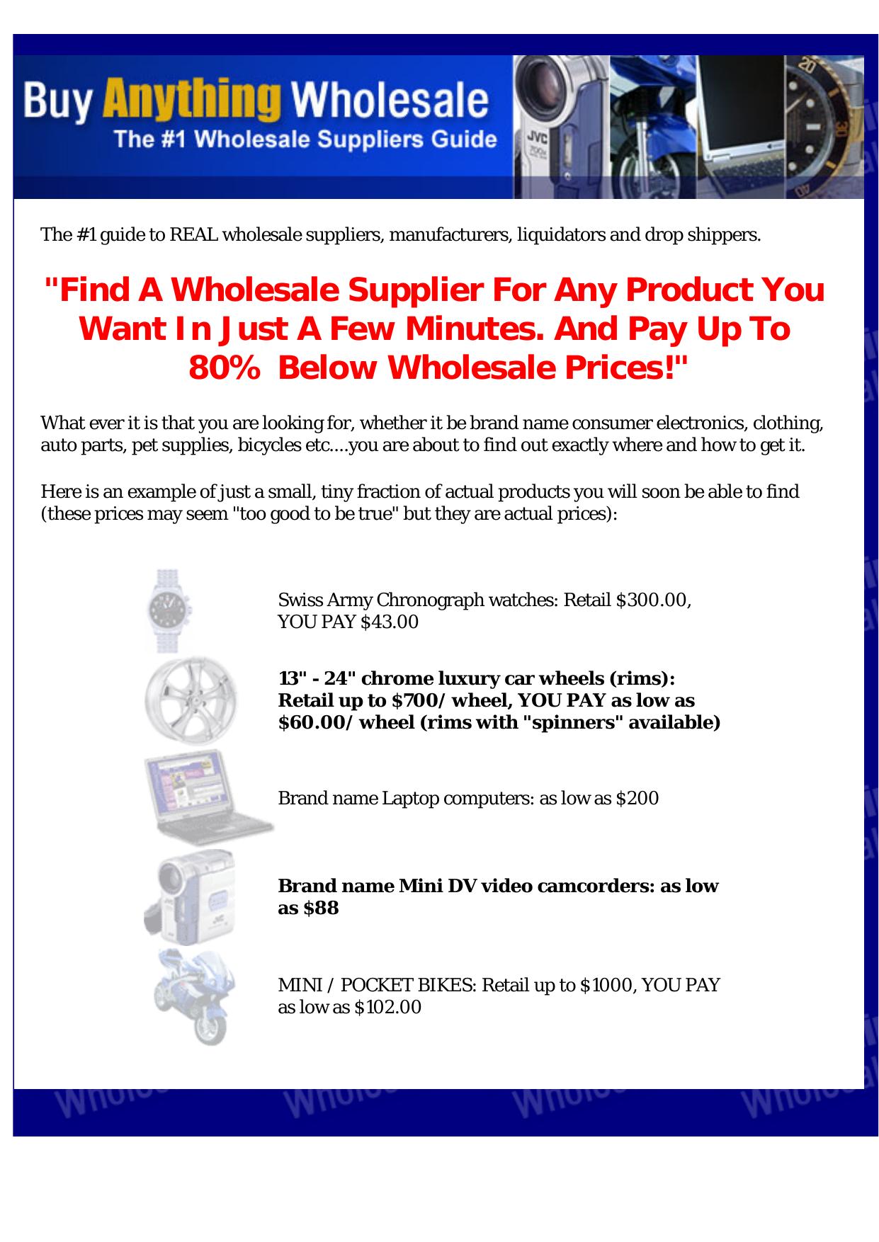 Wholesale Supplier Guide For EBay(R) Seller. by Best of Kuszter's Collection