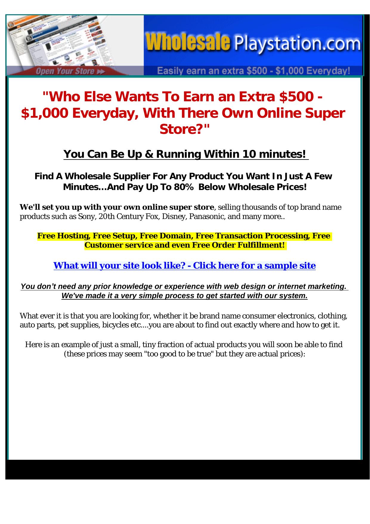 WholesalePlaystation- New Income System. by Best of Kuszter's Collection