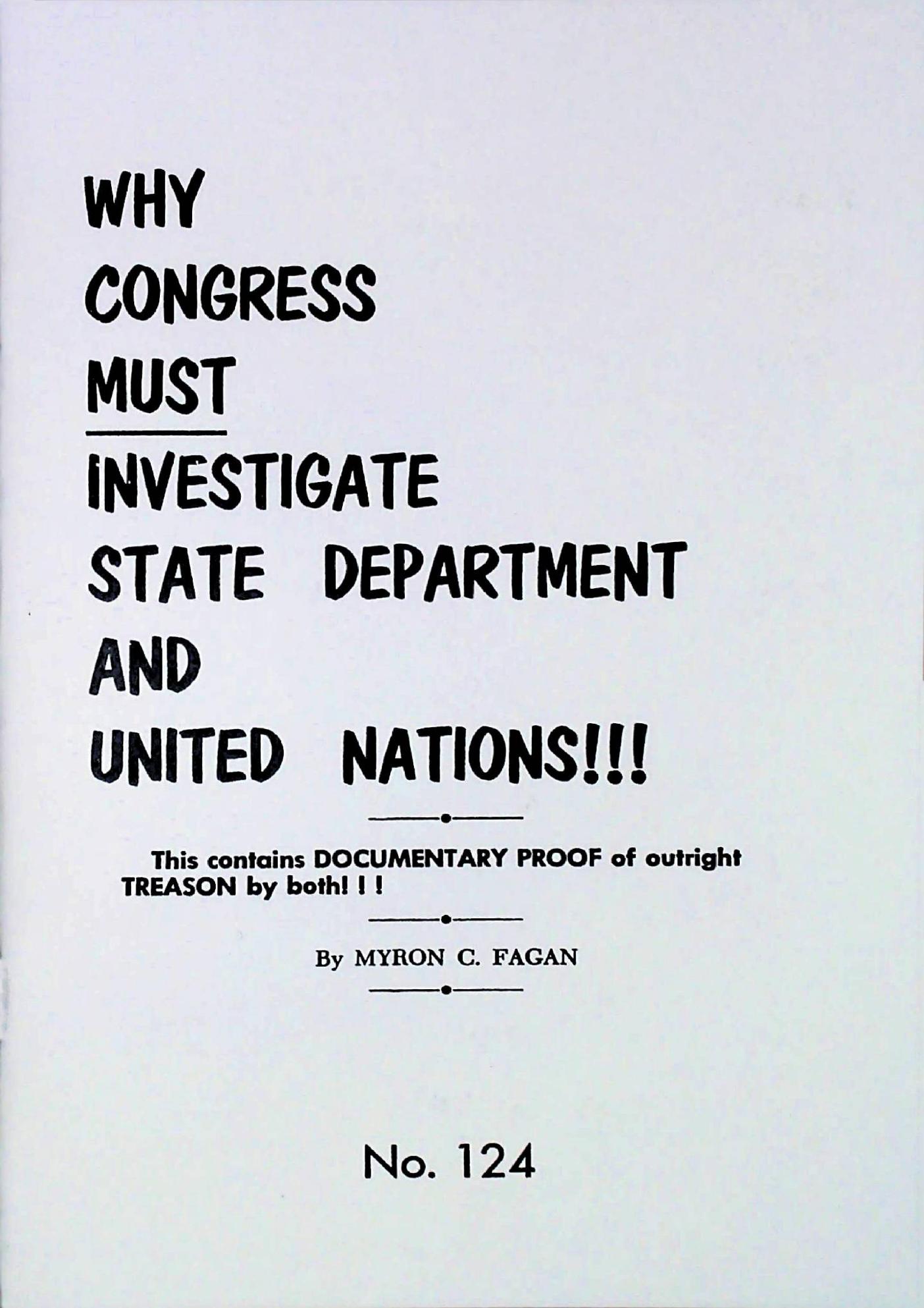 Why Congress MUST Investigate State Department And United Nations!!! NO.124-MyronFagan by Unknown