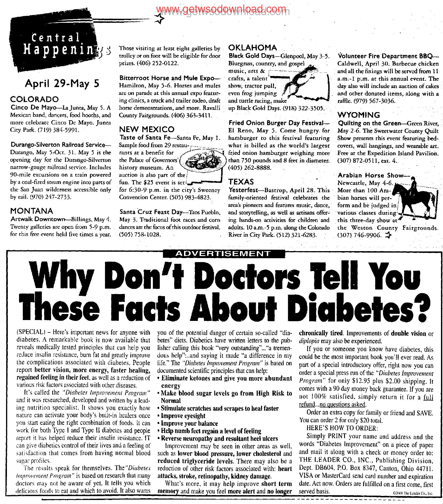Why Don't Doctors Tell You These Facts About Diabetes (Schwartz Swipe) by Copyright 2008 Heritage Microfilm Inc. and Newspaperarchive.com