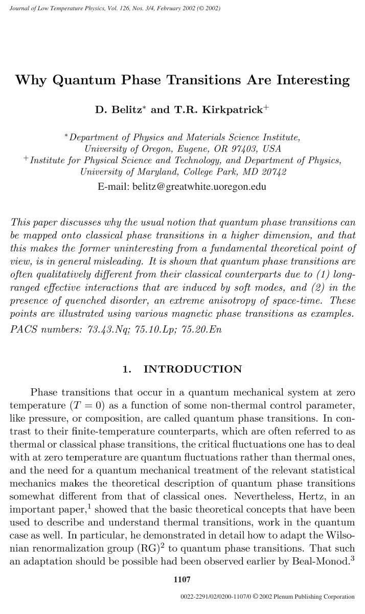 Why Quantum Phase Transitions Are Interesting by Unknown