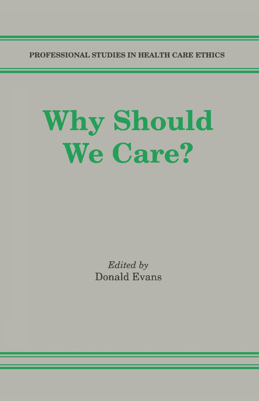 Why Should We Care? by Donald Evans (eds.)