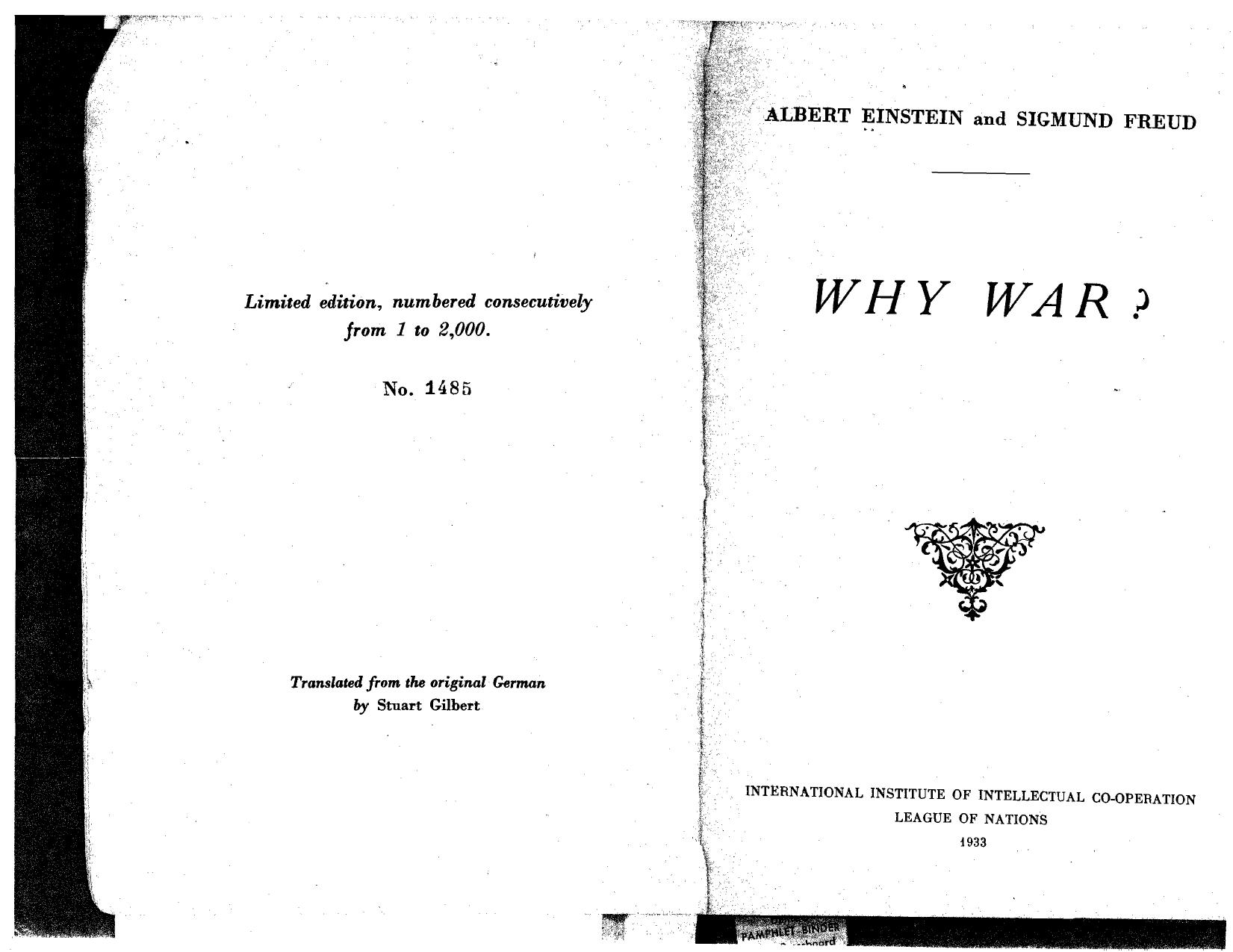 Why War? by Albert Einstein Sigmund Freud