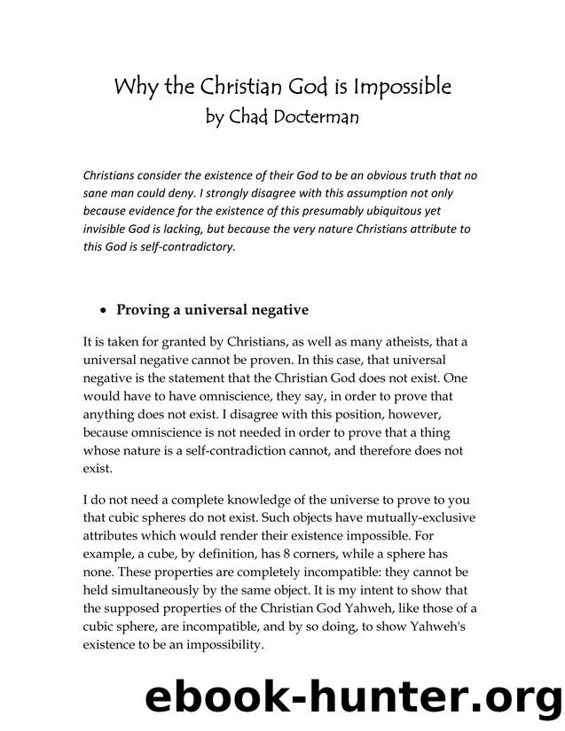 Why the Christian God is Impossible by User
