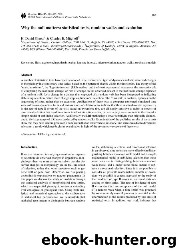 Why the null matters: statistical tests, random walks and evolution by Unknown