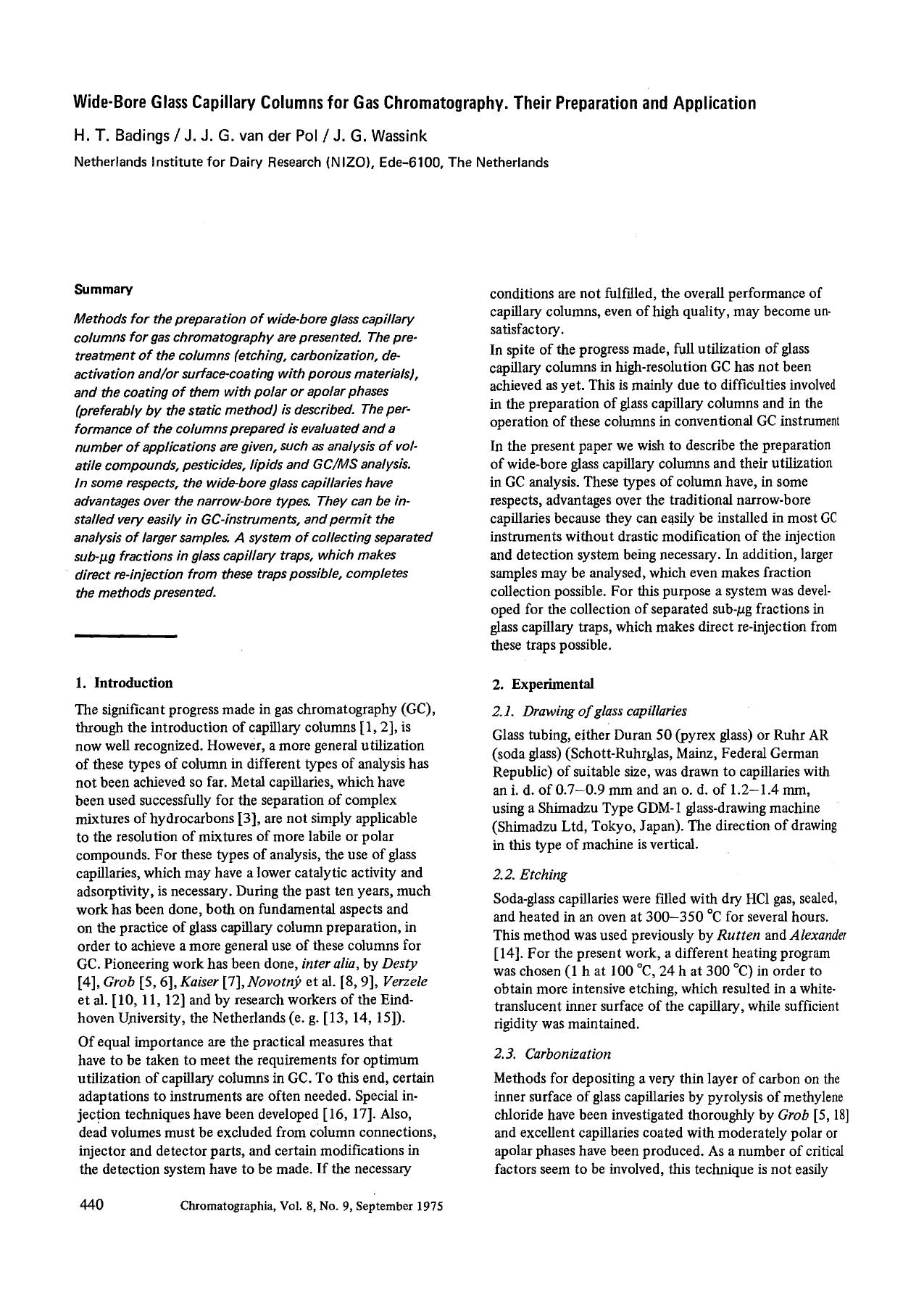 Wide-bore glass capillary columns for gas chromatography. Their preparation and application by Unknown