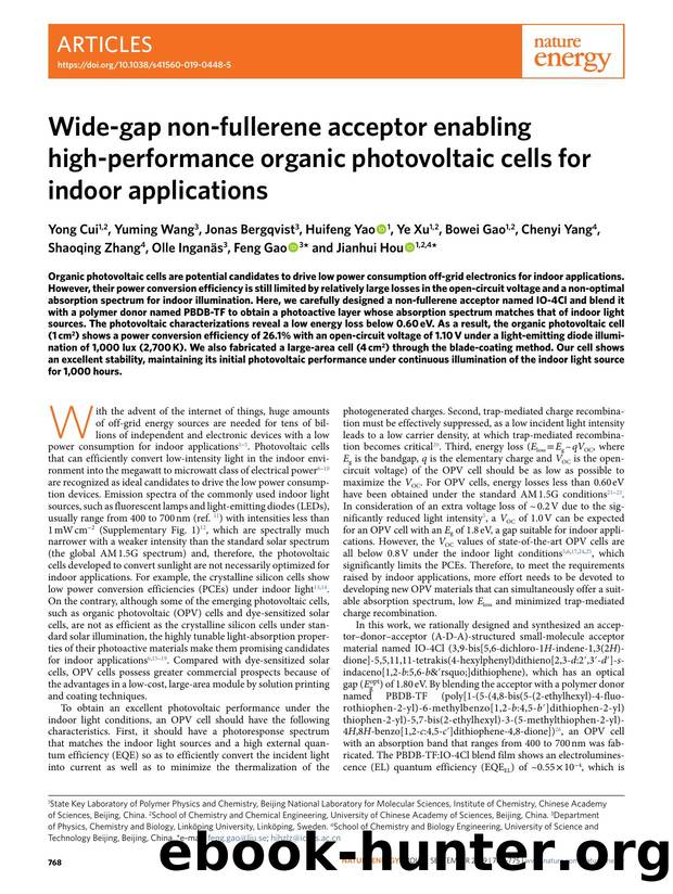 Wide-gap non-fullerene acceptor enabling high-performance organic photovoltaic cells for indoor applications by unknow