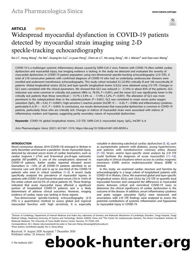 Widespread myocardial dysfunction in COVID-19 patients detected by myocardial strain imaging using 2-D speckle-tracking echocardiography by unknow