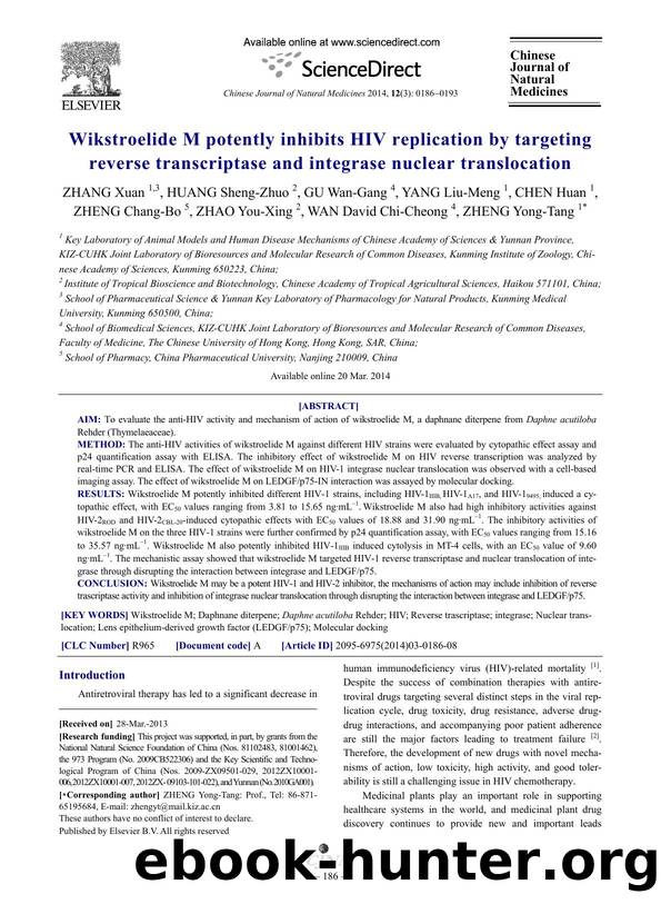 Wikstroelide M potently inhibits HIV replication by targeting reverse transcriptase and integrase nuclear translocation by unknow