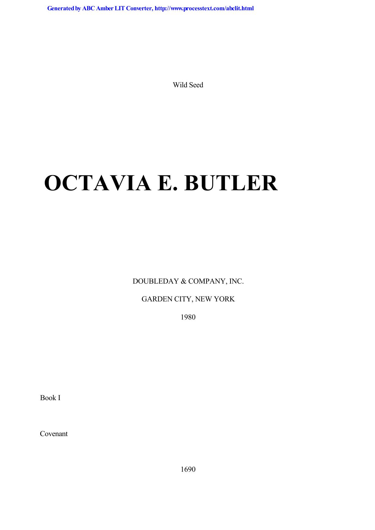 Wild Seed by Octavia E. Butler