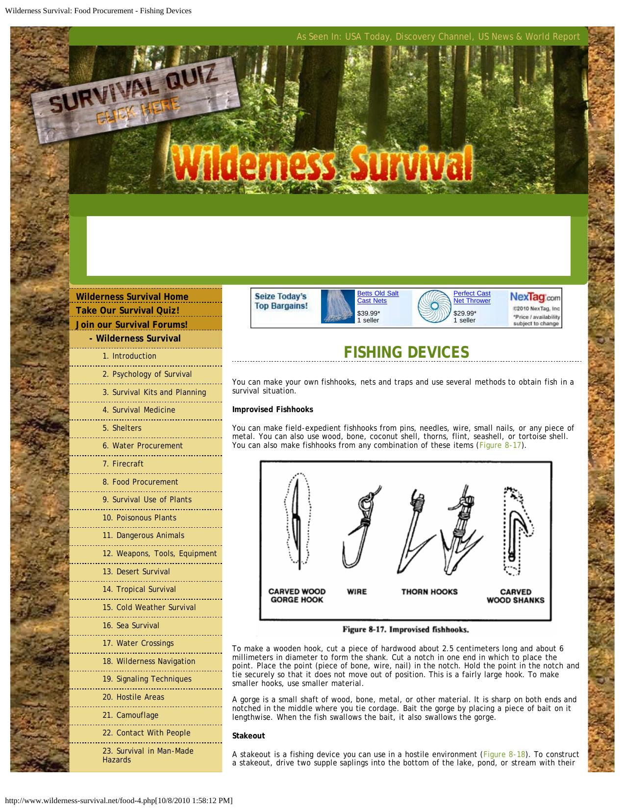 Wilderness Survival: Food Procurement - Fishing Devices by Unknown