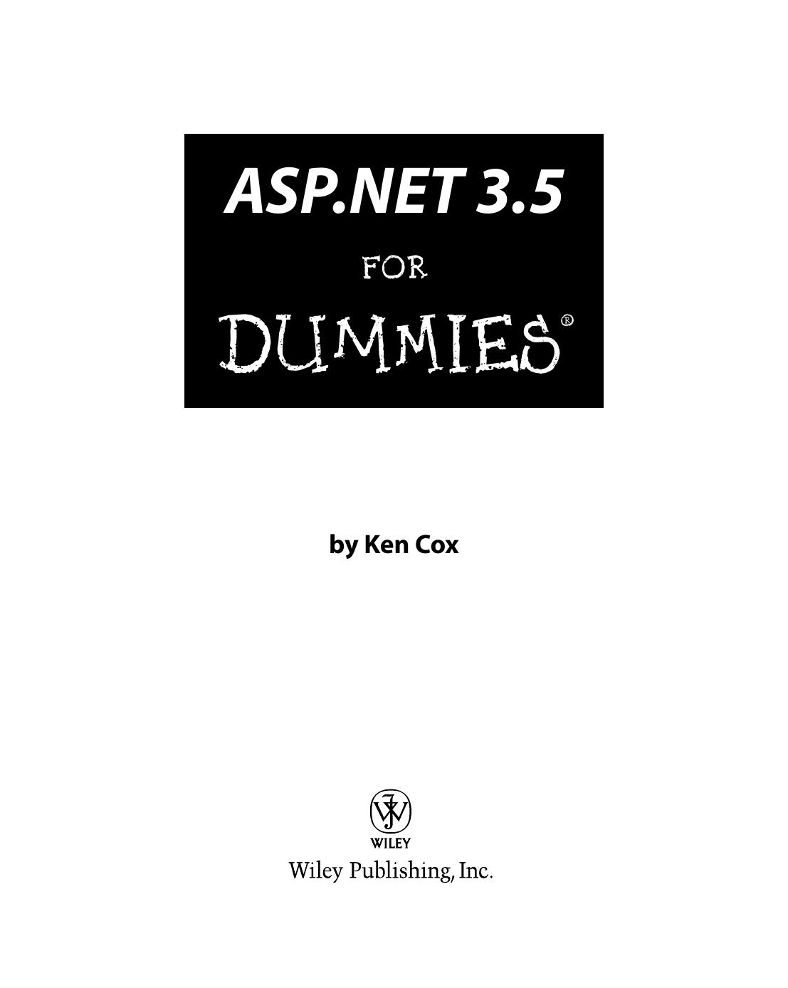 Wiley ASP.NET 3.5 for Dummies (2008) by Unknown