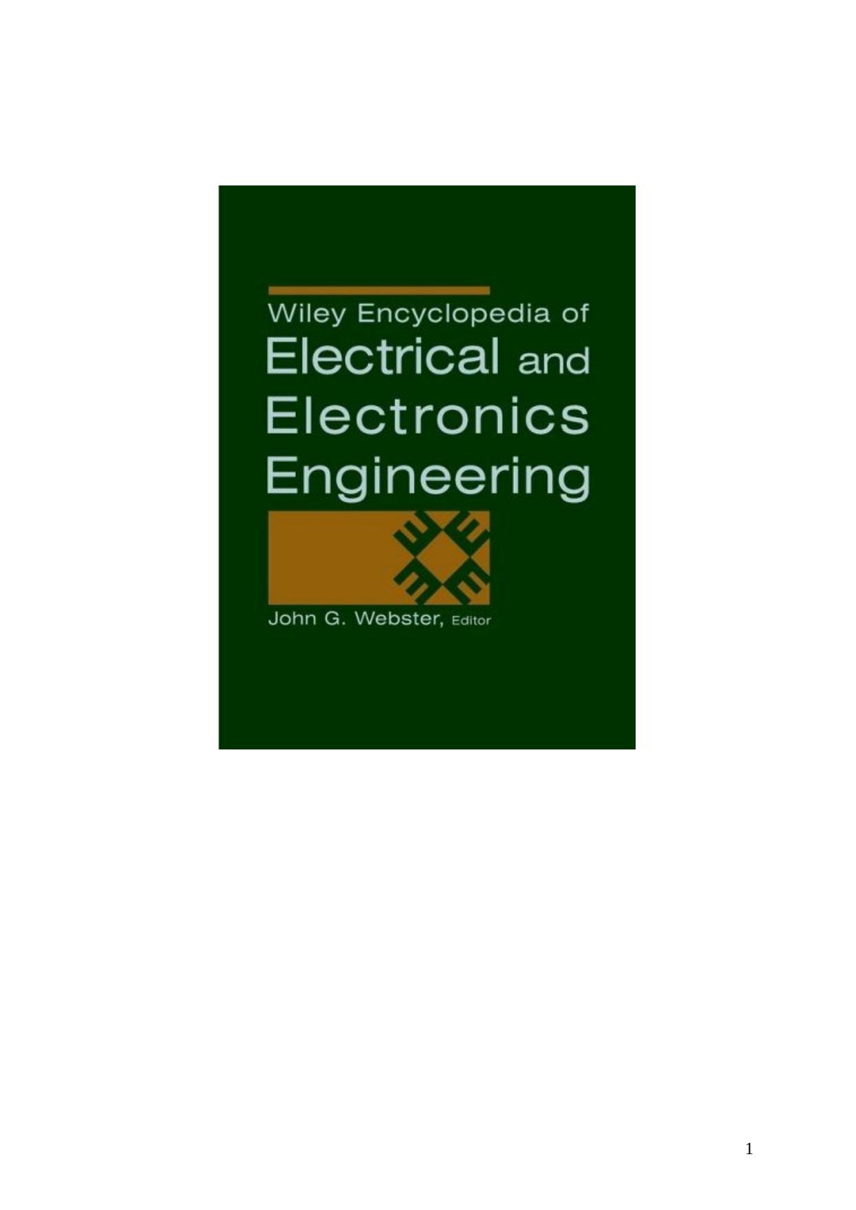 Wiley Encyclopedia of Electrical and Electronics Engineering, 24 Volume Set by John G. Webster