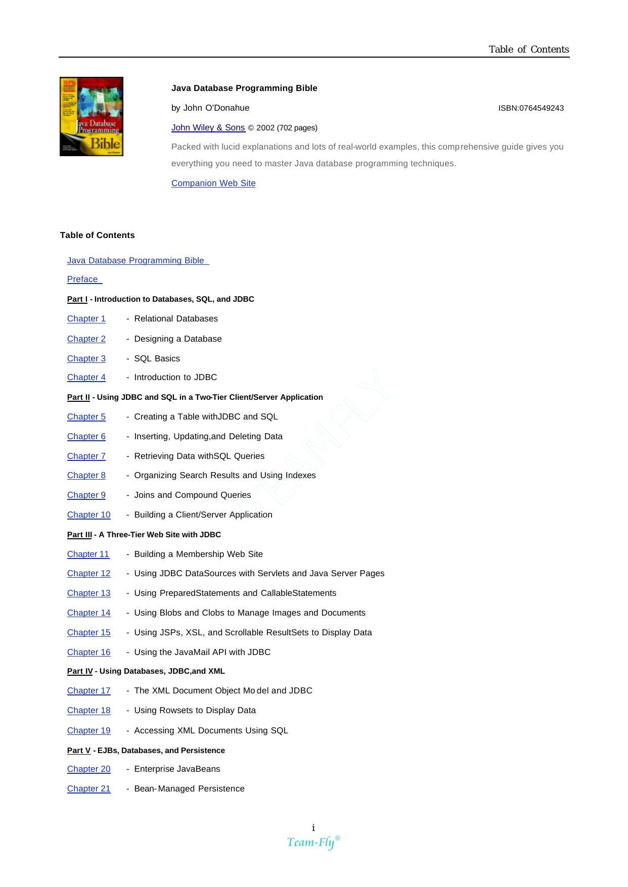 Wiley by Java Database Programming Bible Ebook