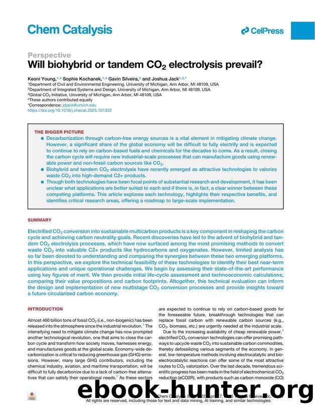 Will biohybrid or tandem CO2 electrolysis prevail? by Keoni Young & Sophie Kochanek & Gavin Silveira & Joshua Jack