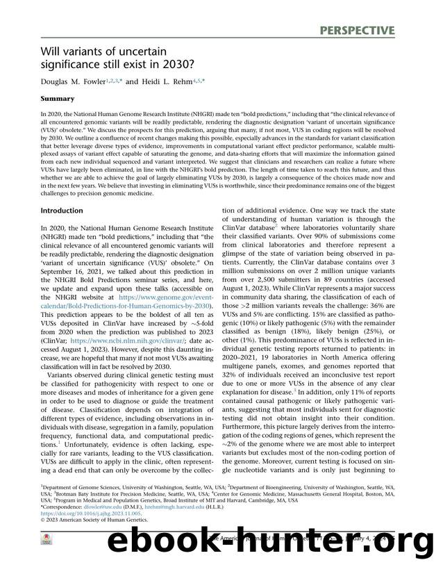 Will variants of uncertain significance still exist in 2030? by Douglas M. Fowler & Heidi L. Rehm