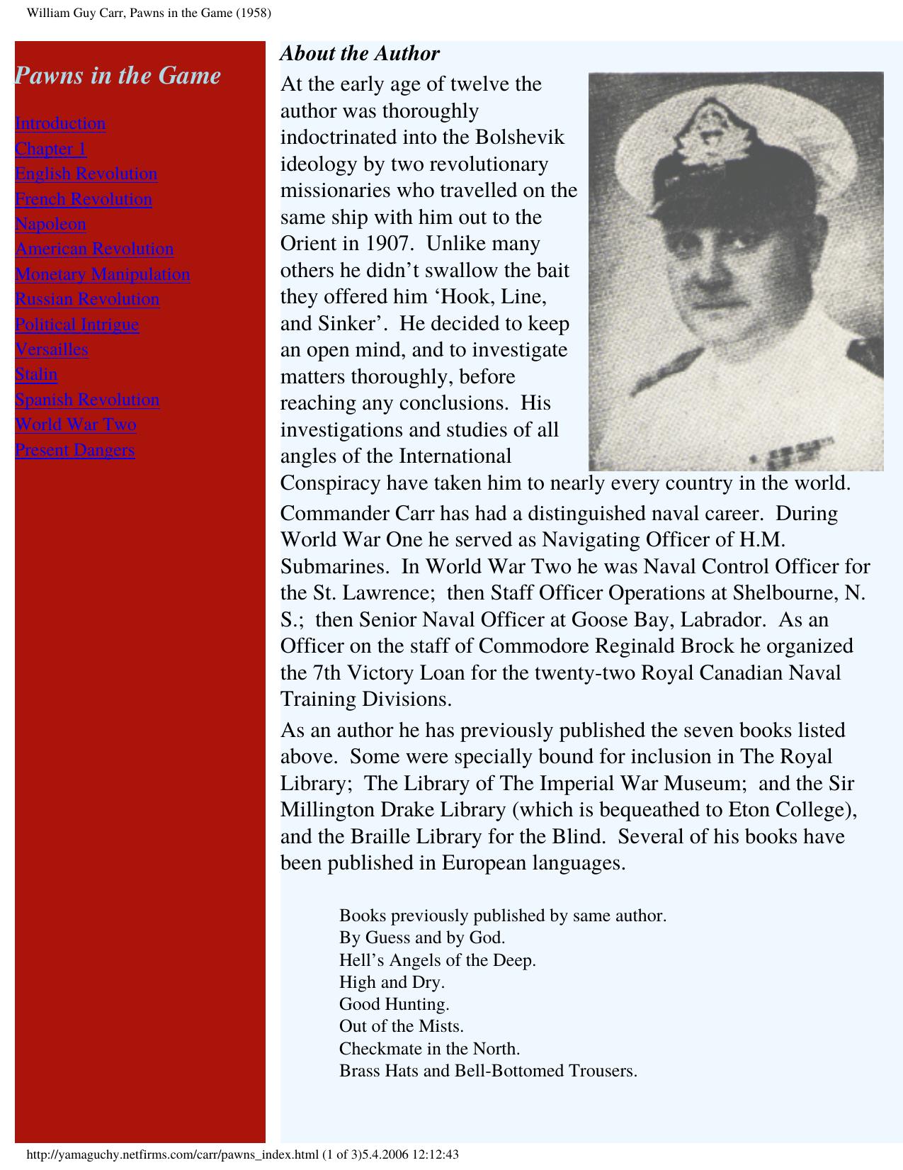 William Guy Carr, Pawns in the Game (1958) by pdf
