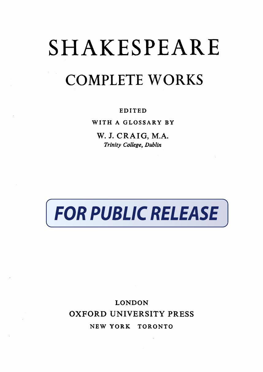 William Shakespeare - Complete Works by Craig W