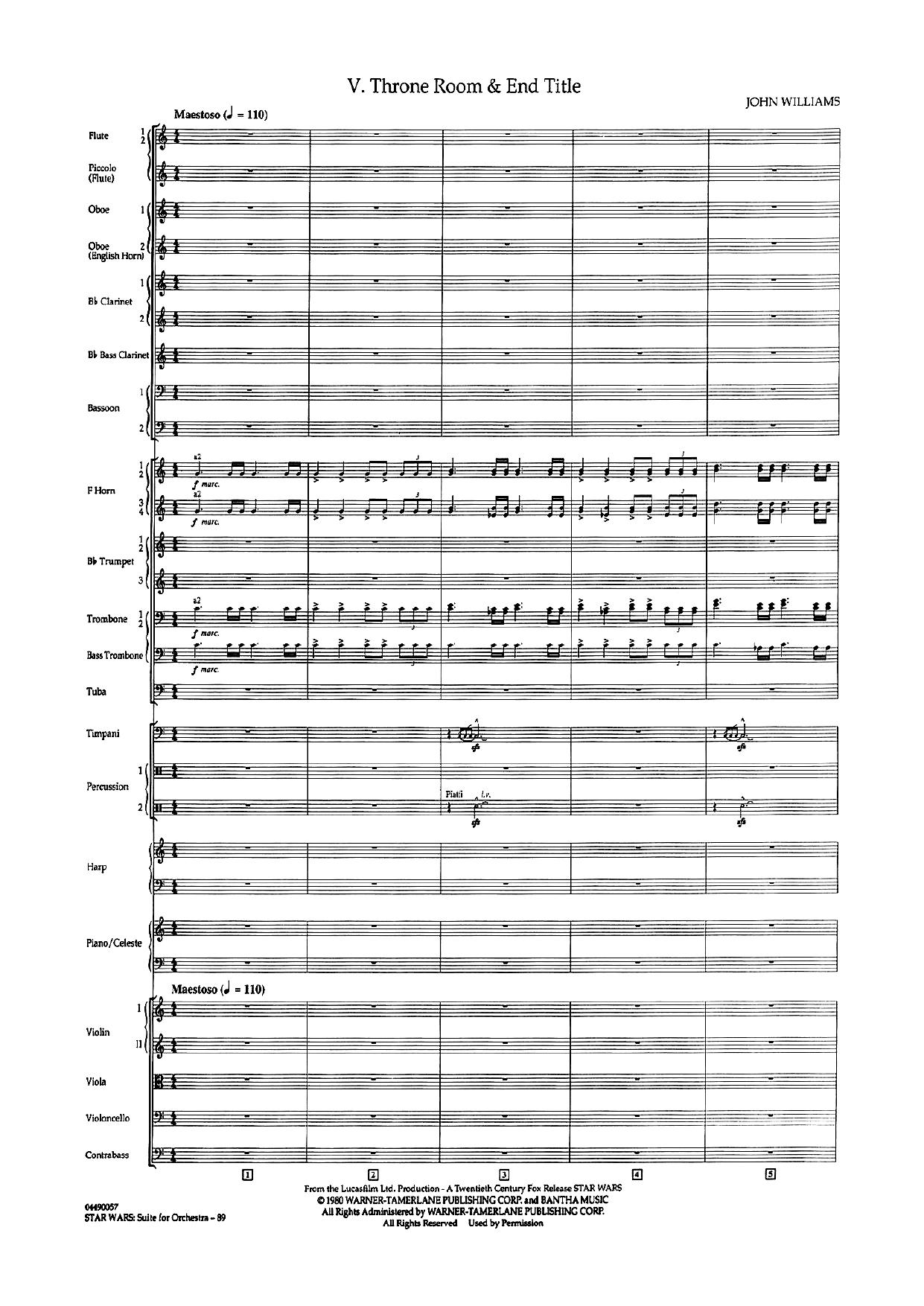 Williams - Star Wars - The Throne Room (Score by Partitura)