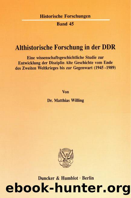 Willing by Althistorische Forschung in der DDR (9783428471096)