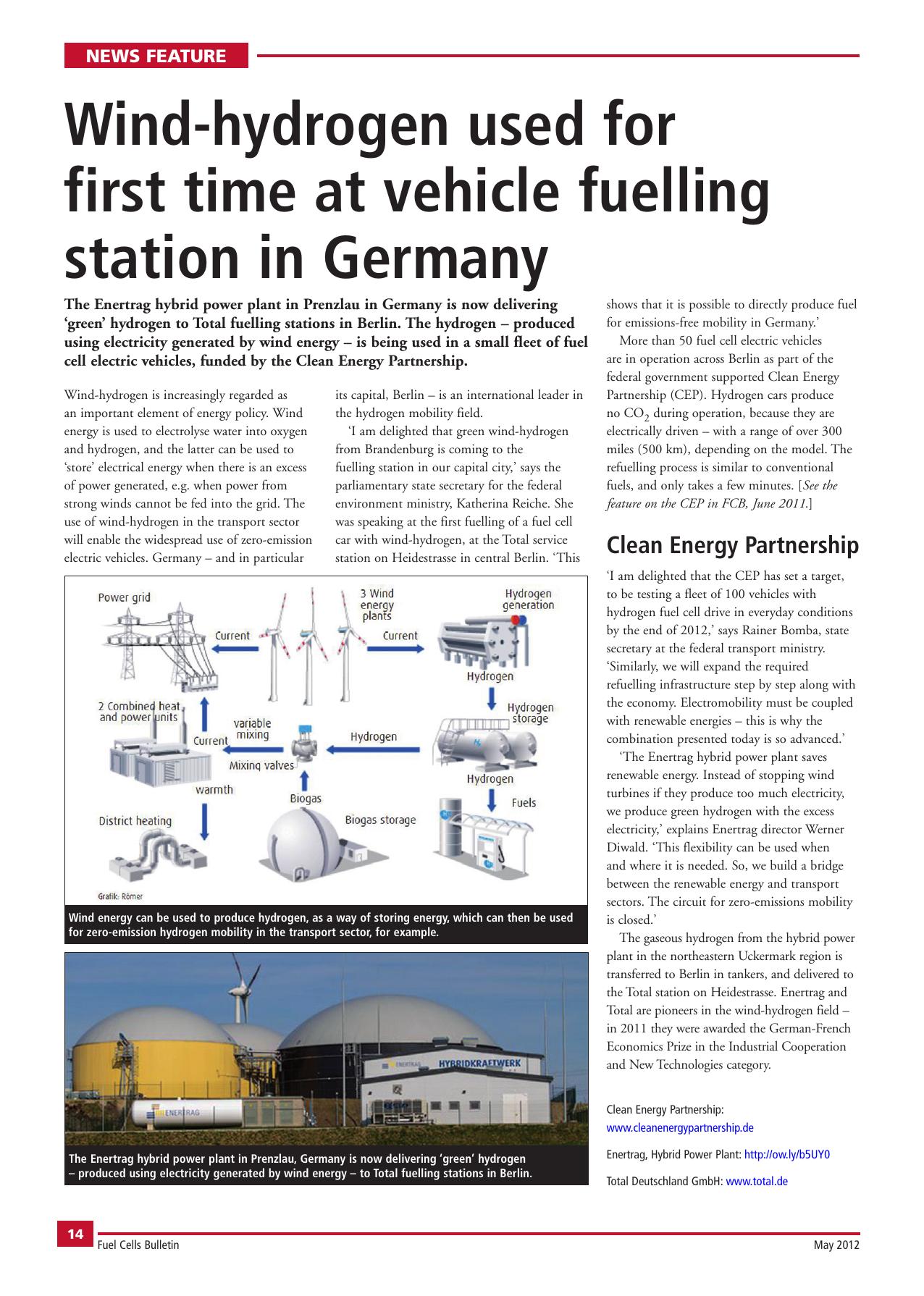 Wind-hydrogen used for first time at vehicle fuelling station in Germany by Unknown