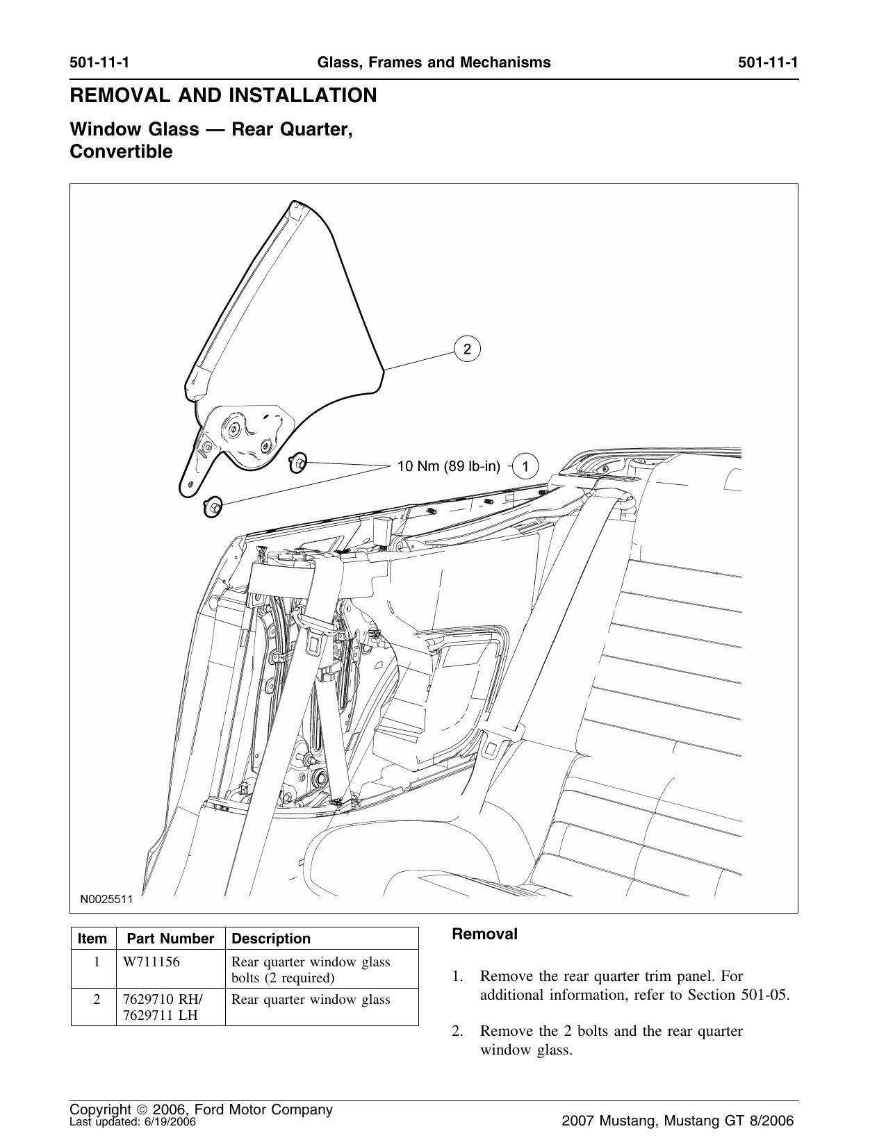 Window Glass Rear Quarter, Convertible by Unknown