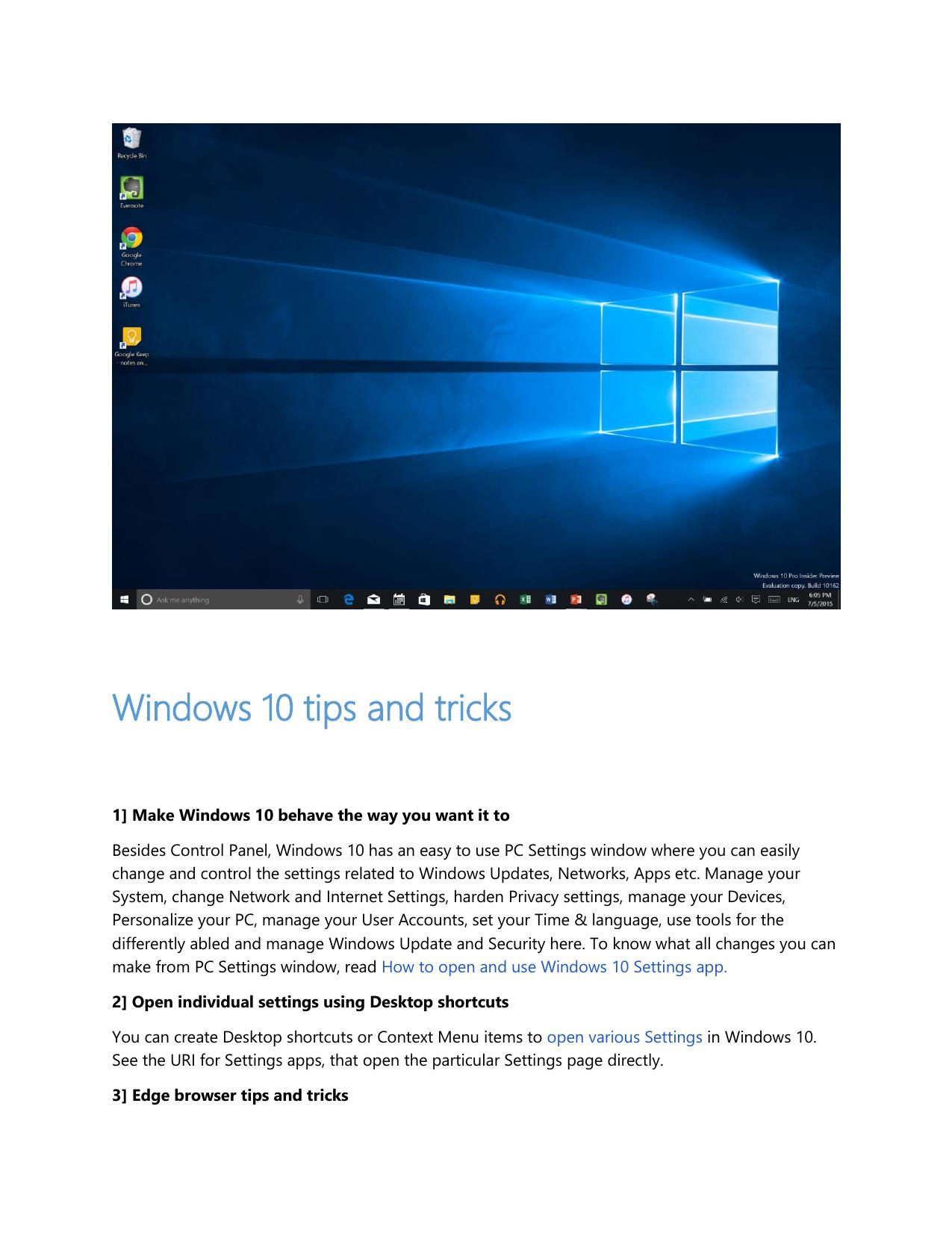 Windows 10 Tips and Tricks by adminixk