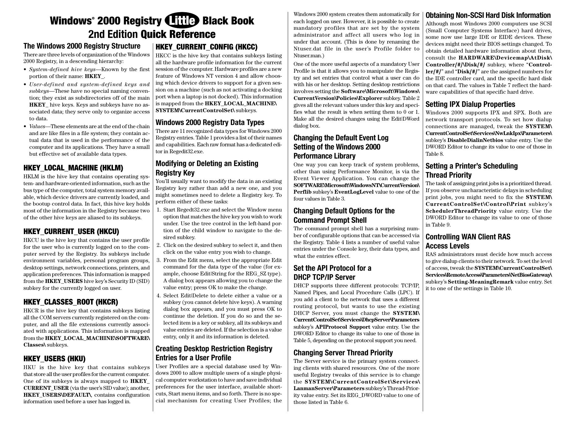 Windows 2000 Registry Little Black Book by Nathan Wallace; Anthony Sequeira
